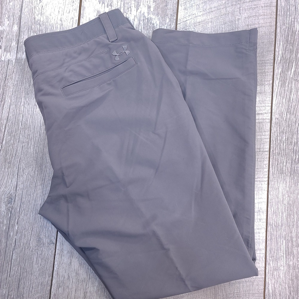 Under Armour Golf Pants Mens 36x32 Gray Performance Straight Leg Flat Front